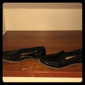 Sperry black patent leather penny loafers